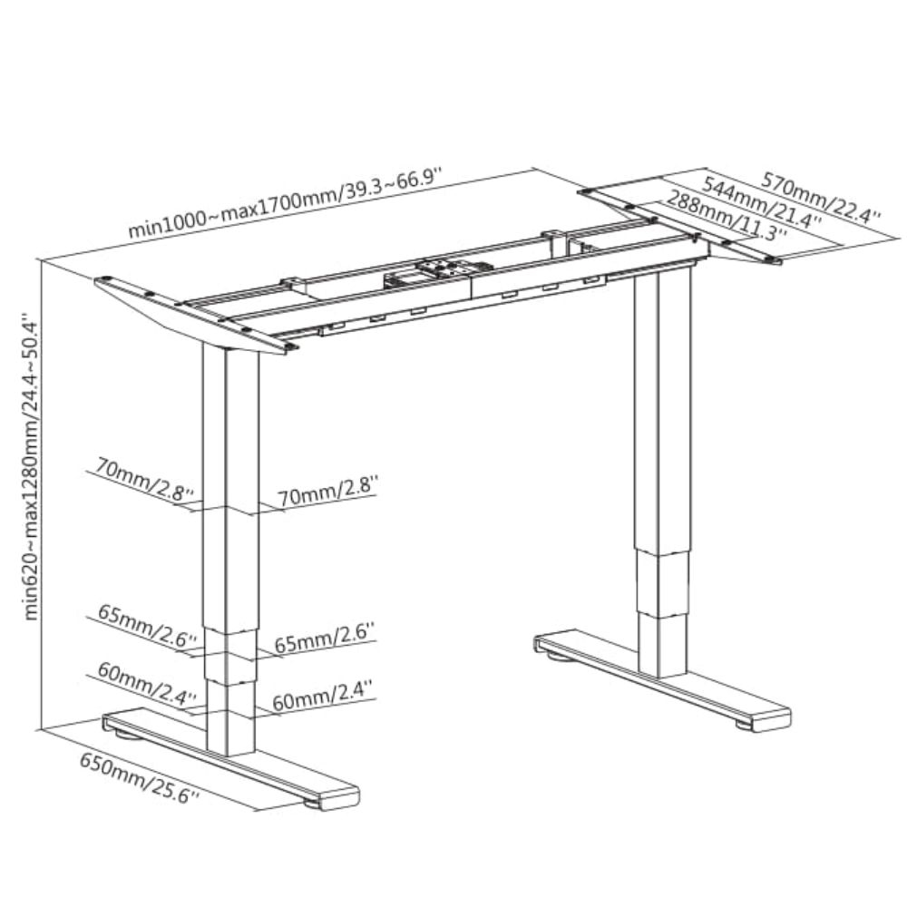 Регулируемо бюро с два мотора – основа – сива - Image 2