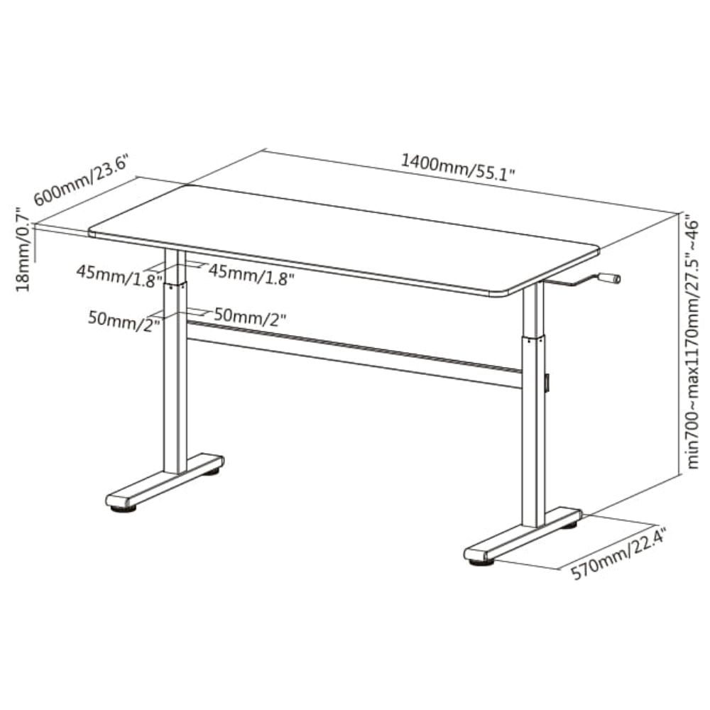 Бюро с ръчно регулиране - черно - Image 2