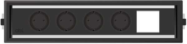 Модул Level-E 5M с 4х Шуко и 1х празен модул, цвят Черен, ABL