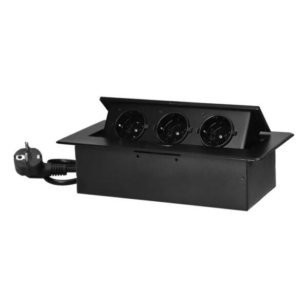 Мебелна кутия за вграждане 3xP+E. Черна