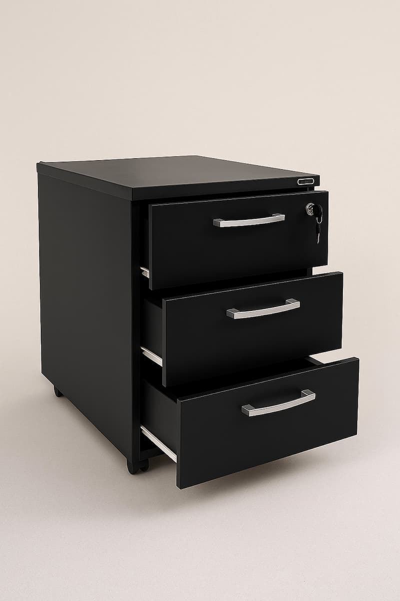 офис контейнер с три чекмеджета черен