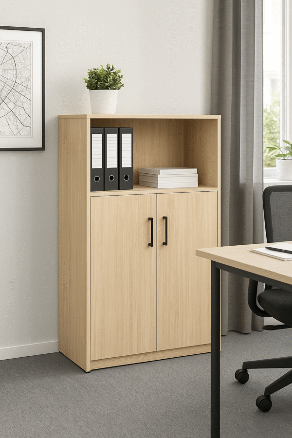 Офис шкаф с три рафта и врати V2