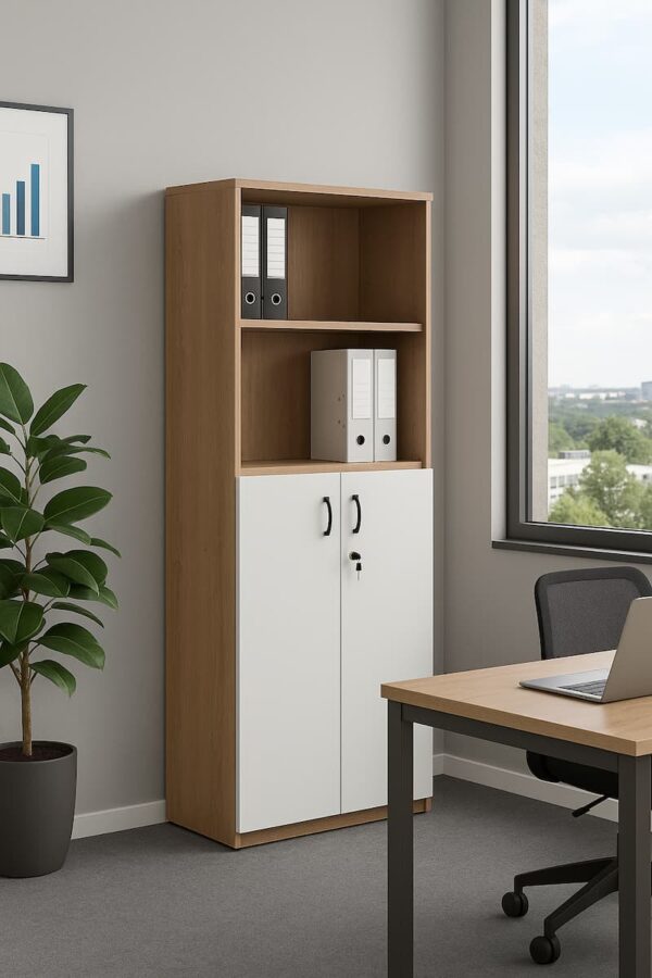 Офис шкаф с пет рафта и врати V3