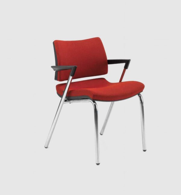 Посетителски стол NEON с хромирана четирикрака основа и опционални подлакътници — стилен и функционален за офис и конферентна среда.