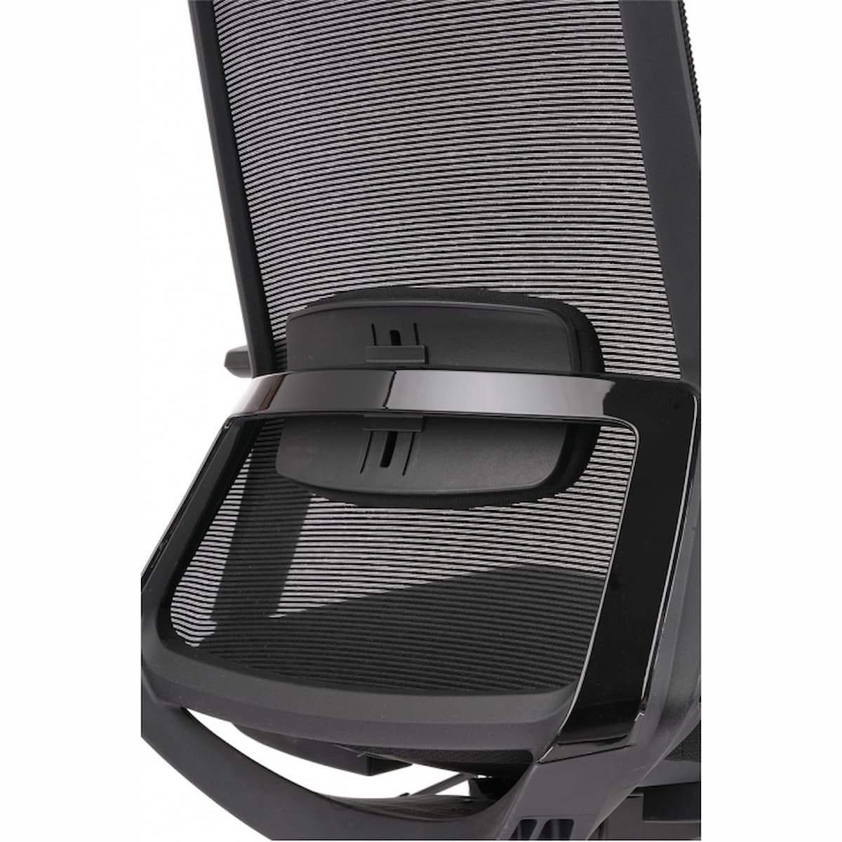 Ергономичен офис стол POLARIS с мрежеста облегалка, регулируема лумбална опора, 2D подглавник и алуминиева основа.