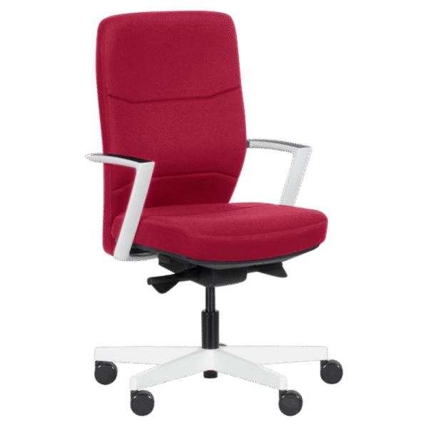 Ергономичен стол ROBIN с алуминиева база, регулируема лумбална опора и негорима дамаска в сив цвят – комфортен офис стол с модерен дизайн.