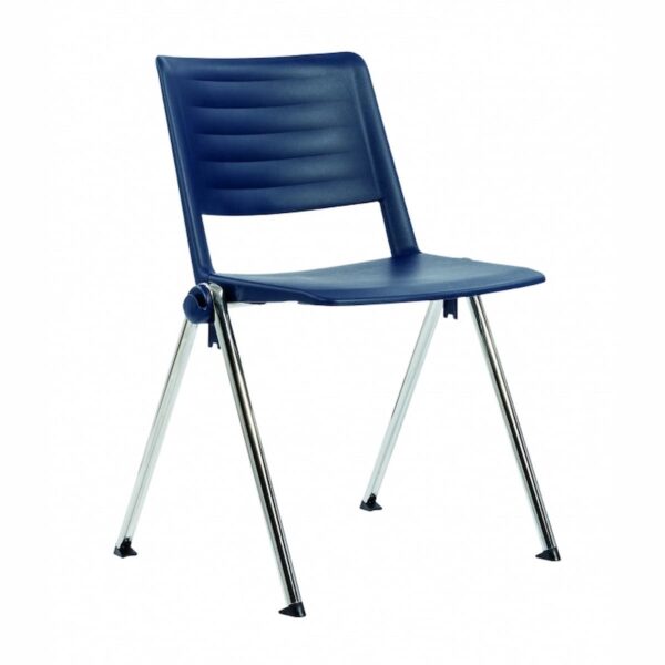 Посетителски стол 2200 RAVE с пластмасова седалка, перфорирана облегалка, рамка на 4 крака и възможност за подлакътници.